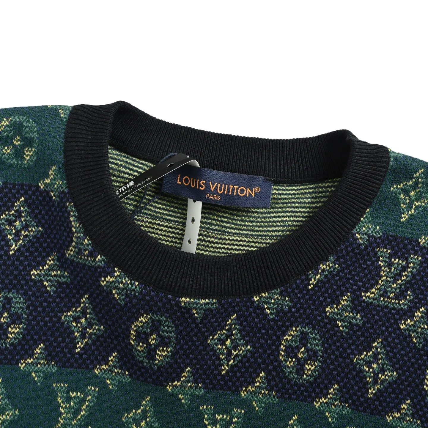 Louis Vuitton/Louis Vuitton contrasting color old flower jacquard knitted short sleeves